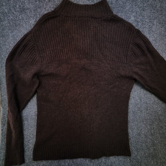 ExOfficio Mens Medium 1/4 Zip Sweater Brown Long Sleeve Nylon Wool Soybean Blend - Picture 7 of 7